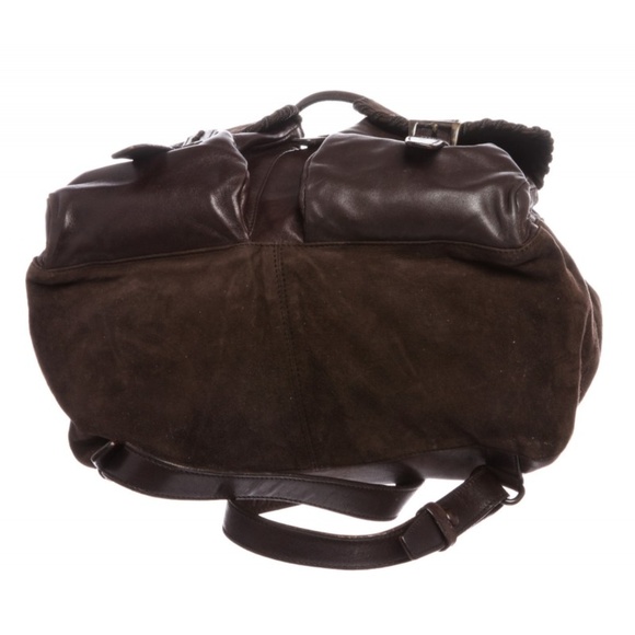 Prada Brown Suede Leather Drawstring Backpack - Picture 4 of 6